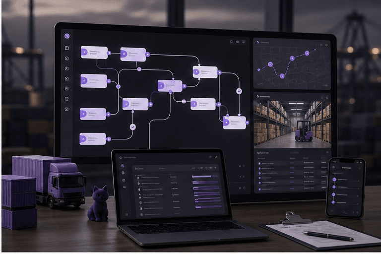 Logistics automation and shipment workflow visual