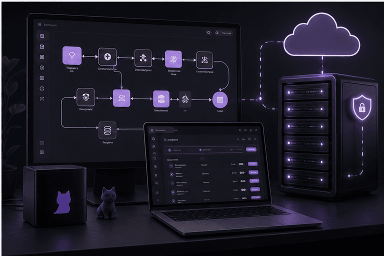 Self-hosted AI workflow automation visual