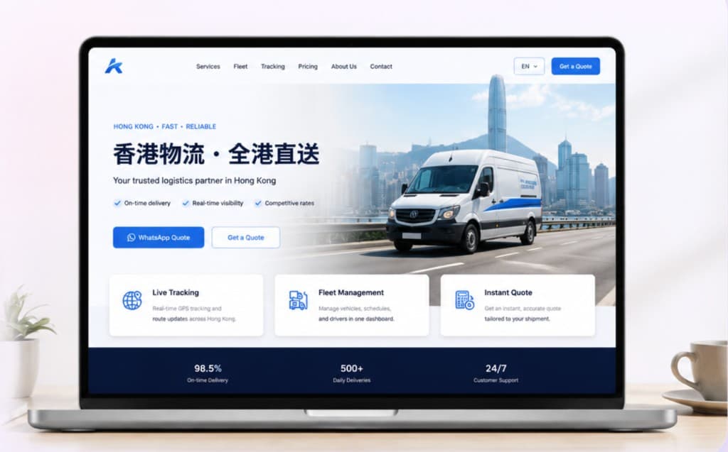 Logistics and delivery website solution mockup