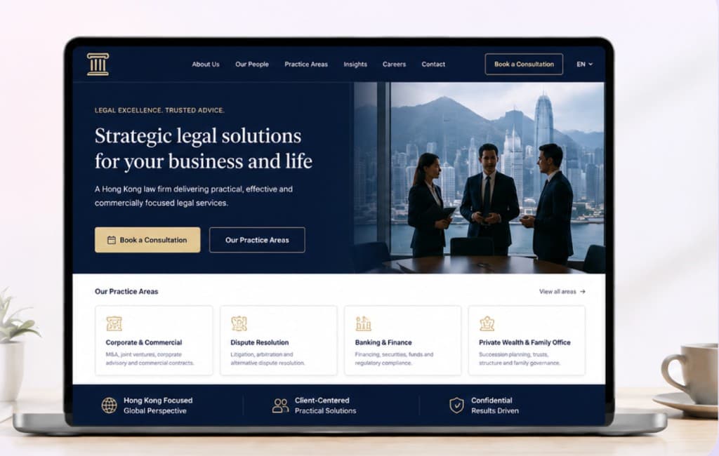 Professional services website solution mockup