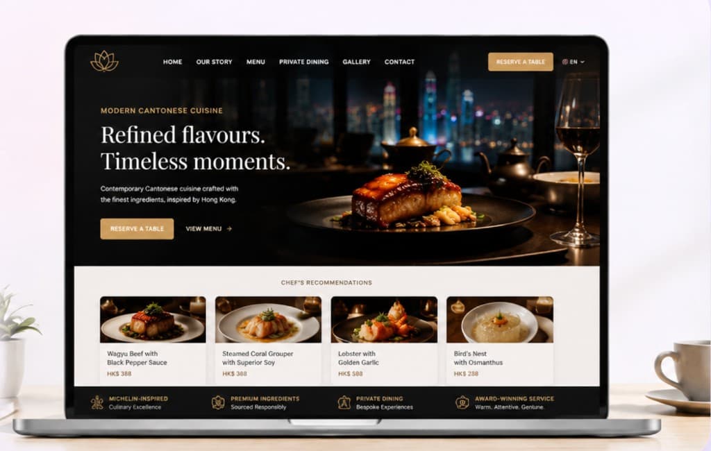 Retail and restaurant website solution mockup